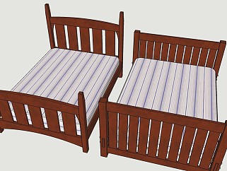 中式床木床<em>单人床</em>双人床sketchup模型下载