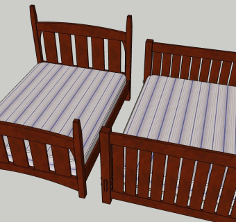 中式床木床单人床双人床sketchup模型下载