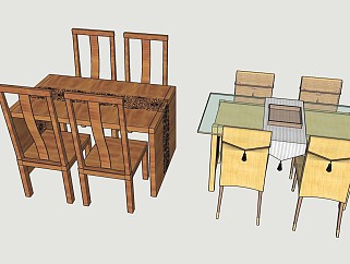 中式餐桌sketchup模型下载