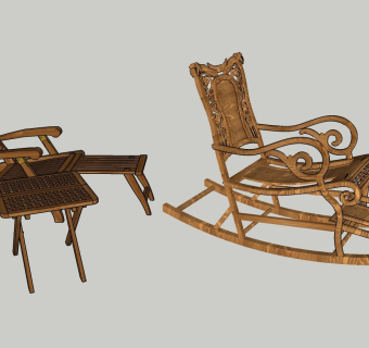 中式躺椅sketchup模型下载