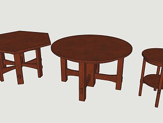 中式桌子圆桌角几sketchup模型下载
