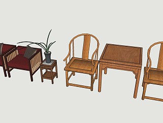 中式椅子凳子sketchup模型下载
