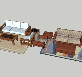 中式组合沙发sketchup模型下载