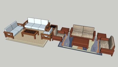 中式组合沙发sketchup模型下载