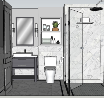 洗手台 浴室柜 台下盆 马桶 淋浴房 卫生间