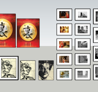 中式风格装饰挂画sketchup模型下载