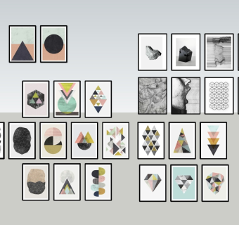 中式风格装饰挂画sketchup模型下载