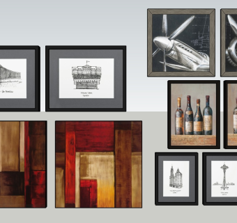 中式风格装饰挂画sketchup模型下载