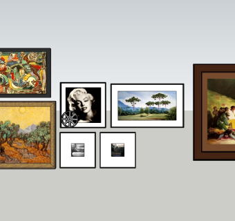 中式风格装饰挂画sketchup模型下载