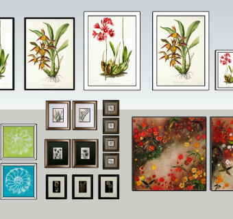 中式风格装饰挂画sketchup模型下载