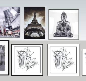 中式风格装饰挂画sketchup模型下载