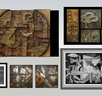 中式风格装饰挂画sketchup模型下载