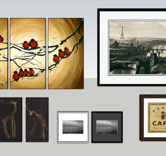 中式风格装饰挂画sketchup模型下载