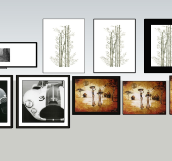 中式风格装饰挂画sketchup模型下载