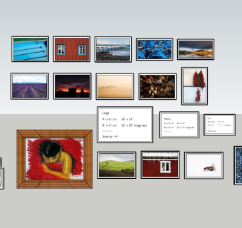 中式风格装饰挂画sketchup模型下载