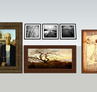 中式风格装饰挂画sketchup模型下载