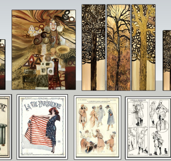 中式风格装饰挂画sketchup模型下载