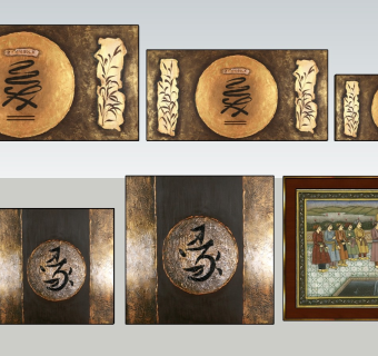 中式风格装饰挂画sketchup模型下载