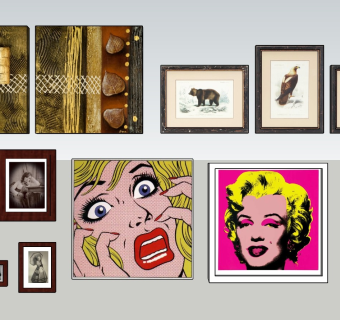 中式风格装饰挂画sketchup模型下载