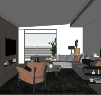 全套家装客厅背景墙软装组合绿植雕塑台灯沙发椅子茶几摆件