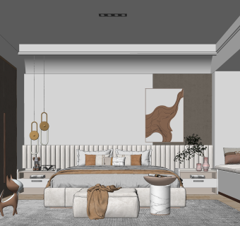 现代家居卧室SU模型下载