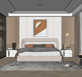 现代卧室SU模型下载
