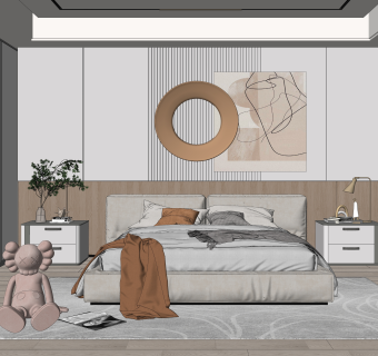 现代家居卧室SU模型下载