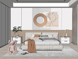 现代家居卧室SU模型下载