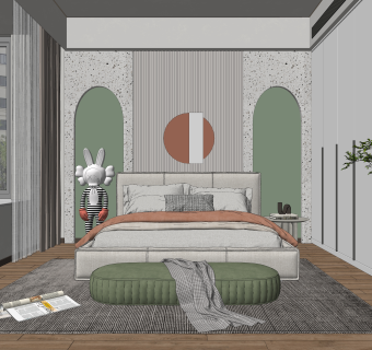 现代家居卧室SU模型下载