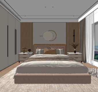 现代家居卧室SU模型下载