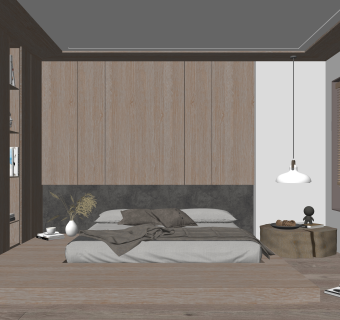 日式榻榻米卧室SU模型下载