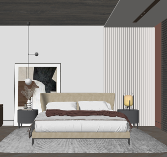 现代卧室SU模型下载