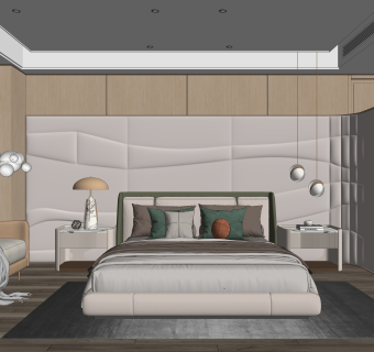 现代家居卧室SU模型下载