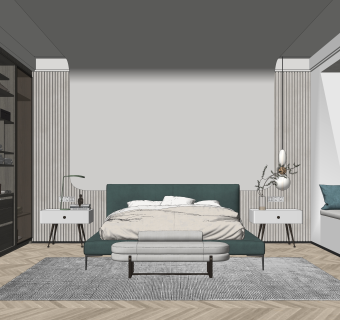 北欧家居卧室SU模型下载