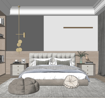 现代家居卧室SU模型下载