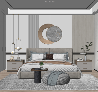 现代家居卧室SU模型下载