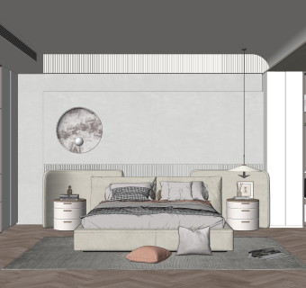 侘寂风格卧室SU模型下载