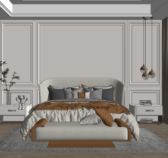 现代家居卧室SU模型下载