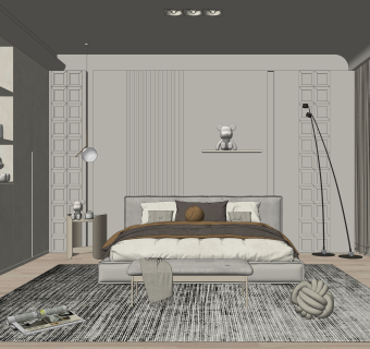 侘寂家居卧室SU模型下载