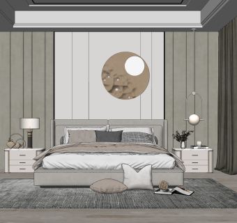 现代家居卧室SU模型下载