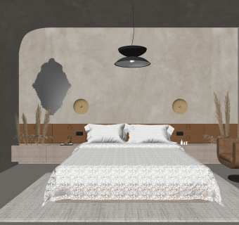 侘寂风格卧室SU模型下载