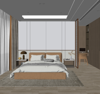 现代家居卧室SU模型下载