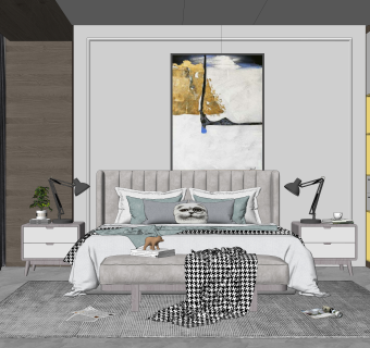 北欧家居卧室SU模型下载