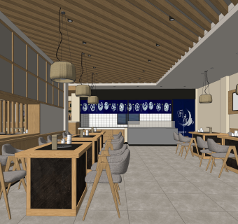 日式快餐厅SU模型下载