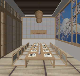 日式餐厅SU模型下载