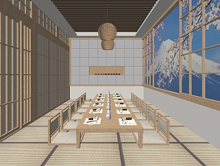 日式餐厅SU模型下载