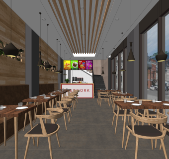 现代快餐店SU模型下载