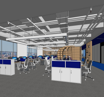 现代办公室SU模型下载