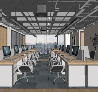 现代公共办公室SU模型下载