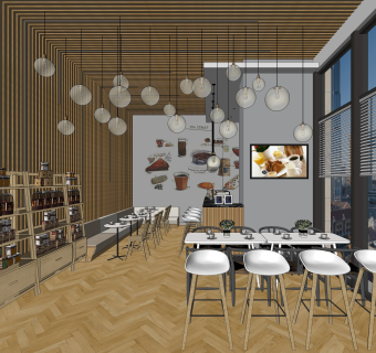 北欧轻奢咖啡厅SU模型下载